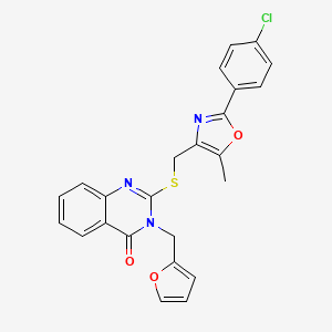 molecular formula C24H18ClN3O3S B2662160 2-(((2-(4-氯苯基)-5-甲氧噁唑-4-基甲基)硫)-3-(呋喃-2-基甲基)喹唑啉-4(3H)-酮 CAS No. 1114827-79-0