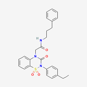 molecular formula C26H27N3O4S B2662169 2-(2-(4-ethylphenyl)-1,1-dioxido-3-oxo-2H-benzo[e][1,2,4]thiadiazin-4(3H)-yl)-N-(3-phenylpropyl)acetamide CAS No. 1031977-48-6
