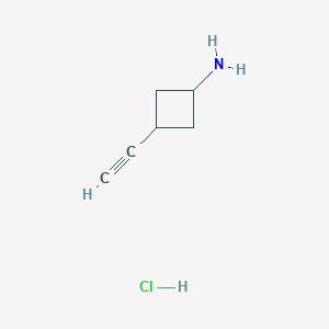 molecular formula C6H10ClN B2662177 Cyclobutanamine, 3-ethynyl-, hydrochloride (1:1) CAS No. 2219379-71-0
