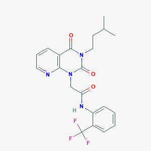 molecular formula C21H21F3N4O3 B2662182 2-[3-(3-methylbutyl)-2,4-dioxo-1H,2H,3H,4H-pyrido[2,3-d]pyrimidin-1-yl]-N-[2-(trifluoromethyl)phenyl]acetamide CAS No. 902924-67-8