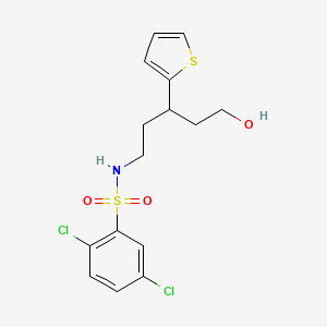 molecular formula C15H17Cl2NO3S2 B2662185 2,5-dichloro-N-(5-hydroxy-3-(thiophen-2-yl)pentyl)benzenesulfonamide CAS No. 2034586-76-8