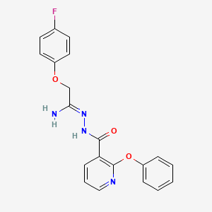 molecular formula C20H17FN4O3 B2662186 N'-[2-(4-fluorophenoxy)ethanimidoyl]-2-phenoxynicotinohydrazide CAS No. 337928-94-6