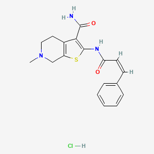 molecular formula C18H20ClN3O2S B2662187 (Z)-6-methyl-2-(3-phenylacrylamido)-4,5,6,7-tetrahydrothieno[2,3-c]pyridine-3-carboxamide hydrochloride CAS No. 1217209-31-8