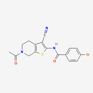 molecular formula C17H14BrN3O2S B2662188 N-(6-acetyl-3-cyano-5,7-dihydro-4H-thieno[2,3-c]pyridin-2-yl)-4-bromobenzamide CAS No. 864858-40-2