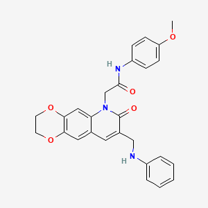 molecular formula C27H25N3O5 B2662194 N-(4-methoxyphenyl)-2-{7-oxo-8-[(phenylamino)methyl]-2H,3H,6H,7H-[1,4]dioxino[2,3-g]quinolin-6-yl}acetamide CAS No. 899977-91-4