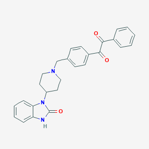 molecular formula C27H25N3O3 B026622 1-(4-{[4-(2-Oxo-2,3-dihydro-1H-benzimidazol-1-YL)piperidin-1-YL]methyl}phenyl)-2-phenylethane-1,2-dione CAS No. 612848-74-5