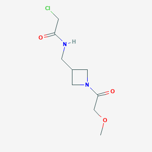 molecular formula C9H15ClN2O3 B2662212 2-Chloro-N-[[1-(2-methoxyacetyl)azetidin-3-yl]methyl]acetamide CAS No. 2411195-56-5