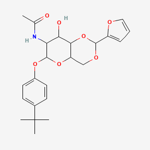 molecular formula C23H29NO7 B2662219 N-((4aR,6S,7R,8R,8aS)-6-(4-(tert-butyl)phenoxy)-2-(furan-2-yl)-8-hydroxyhexahydropyrano[3,2-d][1,3]dioxin-7-yl)acetamide CAS No. 1041927-94-9