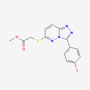 molecular formula C14H11FN4O2S B2662220 Methyl {[3-(4-fluorophenyl)[1,2,4]triazolo[4,3-b]pyridazin-6-yl]thio}acetate CAS No. 852374-27-7