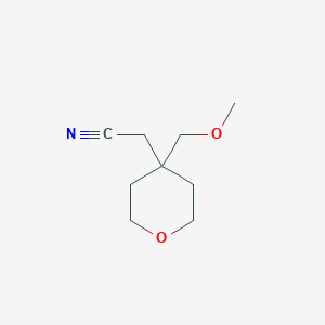 molecular formula C9H15NO2 B2662222 2-[4-(甲氧基甲基)氧杂环丁-4-基]乙腈 CAS No. 2112519-12-5