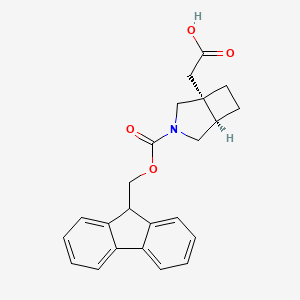 molecular formula C23H23NO4 B2662224 2-[(1R,5R)-3-(9H-Fluoren-9-ylmethoxycarbonyl)-3-azabicyclo[3.2.0]heptan-1-yl]acetic acid CAS No. 2445749-96-0