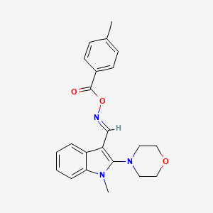 molecular formula C22H23N3O3 B2662226 1-methyl-3-({[(4-methylbenzoyl)oxy]imino}methyl)-2-morpholino-1H-indole CAS No. 866017-56-3