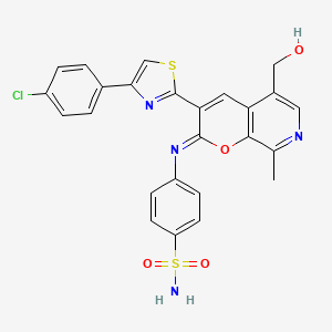 molecular formula C25H19ClN4O4S2 B2662227 (Z)-4-((3-(4-(4-氯苯基)噻唑-2-基)-5-(羟甲基)-8-甲基-2H-吡喃[2,3-c]吡啶-2-基亚胺)苯磺酰胺 CAS No. 887204-93-5