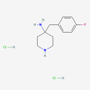 molecular formula C12H19Cl2FN2 B2662231 4-(4-Fluorobenzyl)piperidin-4-amine dihydrochloride CAS No. 2197054-35-4