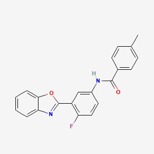 molecular formula C21H15FN2O2 B2662234 N-[3-(1,3-benzoxazol-2-yl)-4-fluorophenyl]-4-methylbenzamide CAS No. 685108-48-9