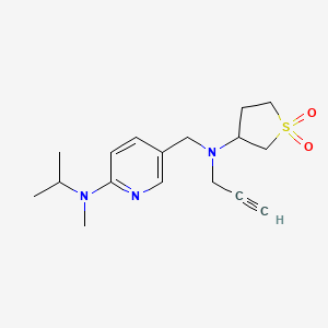 molecular formula C17H25N3O2S B2662237 5-[[(1,1-Dioxothiolan-3-yl)-prop-2-ynylamino]methyl]-N-methyl-N-propan-2-ylpyridin-2-amine CAS No. 1825659-33-3
