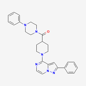 molecular formula C28H30N6O B2662239 (4-苯基哌嗪-1-基)(1-(2-苯基吡唑并[1,5-a]嘧啶-4-基)哌啶-4-基)甲酮 CAS No. 1111420-51-9