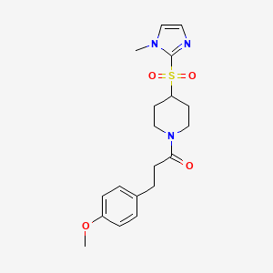 molecular formula C19H25N3O4S B2662252 3-(4-甲氧基苯基)-1-(4-((1-甲基-1H-咪唑-2-基)磺酰)哌啶-1-基)丙酮 CAS No. 2320887-45-2