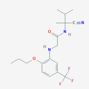 molecular formula C18H24F3N3O2 B2662253 N-(1-cyano-1,2-dimethylpropyl)-2-{[2-propoxy-5-(trifluoromethyl)phenyl]amino}acetamide CAS No. 1099796-12-9