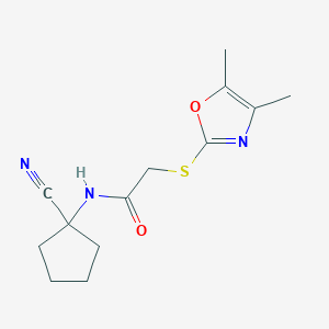 molecular formula C13H17N3O2S B2662275 N-(1-cyanocyclopentyl)-2-[(4,5-dimethyl-1,3-oxazol-2-yl)sulfanyl]acetamide CAS No. 1797682-81-5