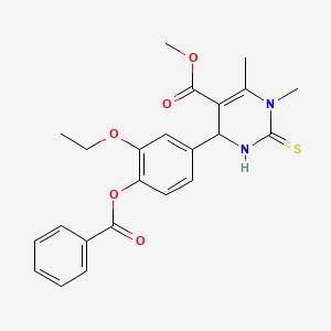 molecular formula C23H24N2O5S B2662286 Methyl 6-(4-benzoyloxy-3-ethoxyphenyl)-3,4-dimethyl-2-sulfanylidene-1,6-dihydropyrimidine-5-carboxylate CAS No. 439128-78-6