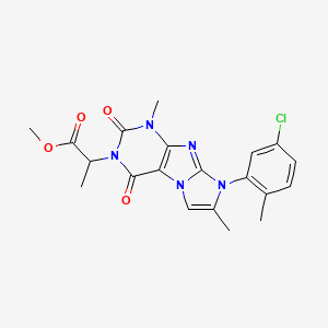 molecular formula C20H20ClN5O4 B2662290 methyl 2-(8-(5-chloro-2-methylphenyl)-1,7-dimethyl-2,4-dioxo-1H-imidazo[2,1-f]purin-3(2H,4H,8H)-yl)propanoate CAS No. 887467-79-0