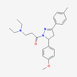 molecular formula C24H31N3O2 B2662292 3-(Diethylamino)-1-[3-(4-methoxyphenyl)-5-(4-methylphenyl)-3,4-dihydropyrazol-2-yl]propan-1-one CAS No. 684228-13-5