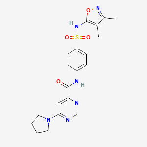 molecular formula C20H22N6O4S B2662294 N-(4-(N-(3,4-dimethylisoxazol-5-yl)sulfamoyl)phenyl)-6-(pyrrolidin-1-yl)pyrimidine-4-carboxamide CAS No. 2034365-39-2