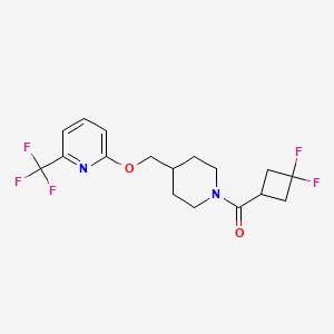 molecular formula C17H19F5N2O2 B2662297 (3,3-Difluorocyclobutyl)-[4-[[6-(trifluoromethyl)pyridin-2-yl]oxymethyl]piperidin-1-yl]methanone CAS No. 2309308-24-3
