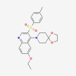 molecular formula C25H28N2O5S B2662299 8-[6-Ethoxy-3-(4-methylphenyl)sulfonylquinolin-4-yl]-1,4-dioxa-8-azaspiro[4.5]decane CAS No. 866848-34-2