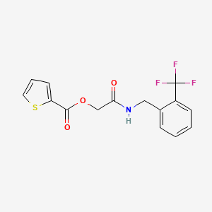 molecular formula C15H12F3NO3S B2662301 2-Oxo-2-((2-(trifluoromethyl)benzyl)amino)ethyl thiophene-2-carboxylate CAS No. 1241973-52-3