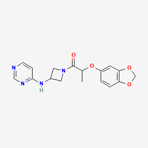 molecular formula C17H18N4O4 B2662308 2-(2H-1,3-benzodioxol-5-yloxy)-1-{3-[(pyrimidin-4-yl)amino]azetidin-1-yl}propan-1-one CAS No. 2097918-97-1