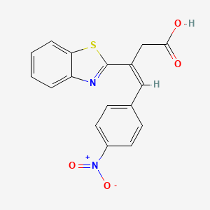 molecular formula C17H12N2O4S B2662309 3-(1,3-Benzothiazol-2-yl)-4-(4-nitrophenyl)but-3-enoic acid CAS No. 748142-95-2