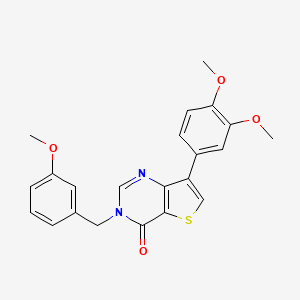molecular formula C22H20N2O4S B2662311 7-(3,4-dimethoxyphenyl)-3-(3-methoxybenzyl)thieno[3,2-d]pyrimidin-4(3H)-one CAS No. 1105219-97-3