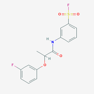 molecular formula C15H13F2NO4S B2662321 3-[2-(3-Fluorophenoxy)propanamido]benzene-1-sulfonyl fluoride CAS No. 1798735-52-0