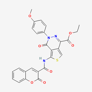 molecular formula C26H19N3O7S B2662343 ethyl 3-(4-methoxyphenyl)-4-oxo-5-(2-oxo-2H-chromene-3-amido)-3H,4H-thieno[3,4-d]pyridazine-1-carboxylate CAS No. 851977-75-8