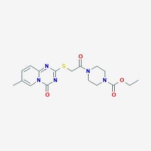 molecular formula C17H21N5O4S B2662390 ethyl 4-[2-({7-methyl-4-oxo-4H-pyrido[1,2-a][1,3,5]triazin-2-yl}sulfanyl)acetyl]piperazine-1-carboxylate CAS No. 896317-91-2