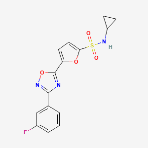 molecular formula C15H12FN3O4S B2662395 N-cyclopropyl-5-[3-(3-fluorophenyl)-1,2,4-oxadiazol-5-yl]furan-2-sulfonamide CAS No. 1207054-78-1