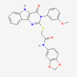 N-(1,3-benzodioxol-5-yl)-2-[[3-(3-methoxyphenyl)-4-oxo-5H-pyrimido[5,4-b]indol-2-yl]sulfanyl]acetamide