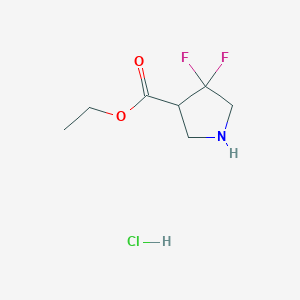 molecular formula C7H12ClF2NO2 B2662405 ethyl 4,4-difluoropyrrolidine-3-carboxylate hydrochloride CAS No. 1780567-10-3