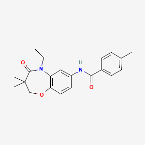 molecular formula C21H24N2O3 B2662406 N-(5-ethyl-3,3-dimethyl-4-oxo-2,3,4,5-tetrahydro-1,5-benzoxazepin-7-yl)-4-methylbenzamide CAS No. 921790-13-8
