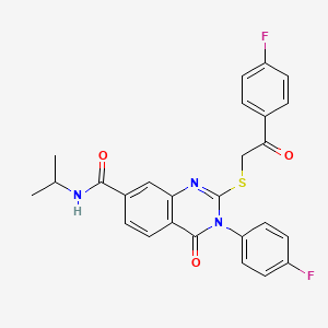 3-(4-fluorophenyl)-2-((2-(4-fluorophenyl)-2-oxoethyl)thio)-N-isopropyl-4-oxo-3,4-dihydroquinazoline-7-carboxamide