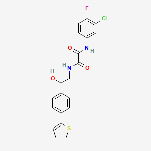 molecular formula C20H16ClFN2O3S B2662415 N-(3-chloro-4-fluorophenyl)-N'-{2-hydroxy-2-[4-(thiophen-2-yl)phenyl]ethyl}ethanediamide CAS No. 2380184-18-7