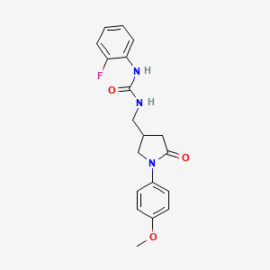 1-(2-Fluorophenyl)-3-((1-(4-methoxyphenyl)-5-oxopyrrolidin-3-yl)methyl)urea