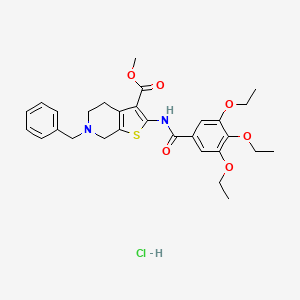 molecular formula C29H35ClN2O6S B2662438 Methyl 6-benzyl-2-(3,4,5-triethoxybenzamido)-4,5,6,7-tetrahydrothieno[2,3-c]pyridine-3-carboxylate hydrochloride CAS No. 1216385-58-8