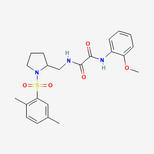 molecular formula C22H27N3O5S B2662459 N-{[1-(2,5-dimethylbenzenesulfonyl)pyrrolidin-2-yl]methyl}-N'-(2-methoxyphenyl)ethanediamide CAS No. 887863-24-3