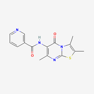 molecular formula C15H14N4O2S B2662460 N-(2,3,7-trimethyl-5-oxo-5H-thiazolo[3,2-a]pyrimidin-6-yl)nicotinamide CAS No. 1020980-37-3