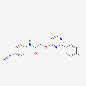 molecular formula C20H15FN4O2 B2662463 N-(4-cyanophenyl)-2-{[2-(4-fluorophenyl)-6-methylpyrimidin-4-yl]oxy}acetamide CAS No. 1251625-69-0