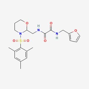 molecular formula C21H27N3O6S B2662479 N1-(furan-2-ylmethyl)-N2-((3-(mesitylsulfonyl)-1,3-oxazinan-2-yl)methyl)oxalamide CAS No. 872976-02-8