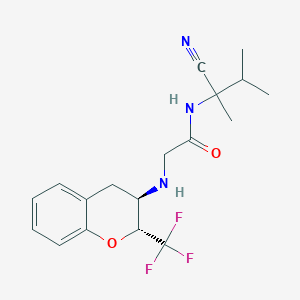 molecular formula C18H22F3N3O2 B2662482 N-(2-Cyano-3-methylbutan-2-yl)-2-[[(2R,3R)-2-(trifluoromethyl)-3,4-dihydro-2H-chromen-3-yl]amino]acetamide CAS No. 2248618-46-2